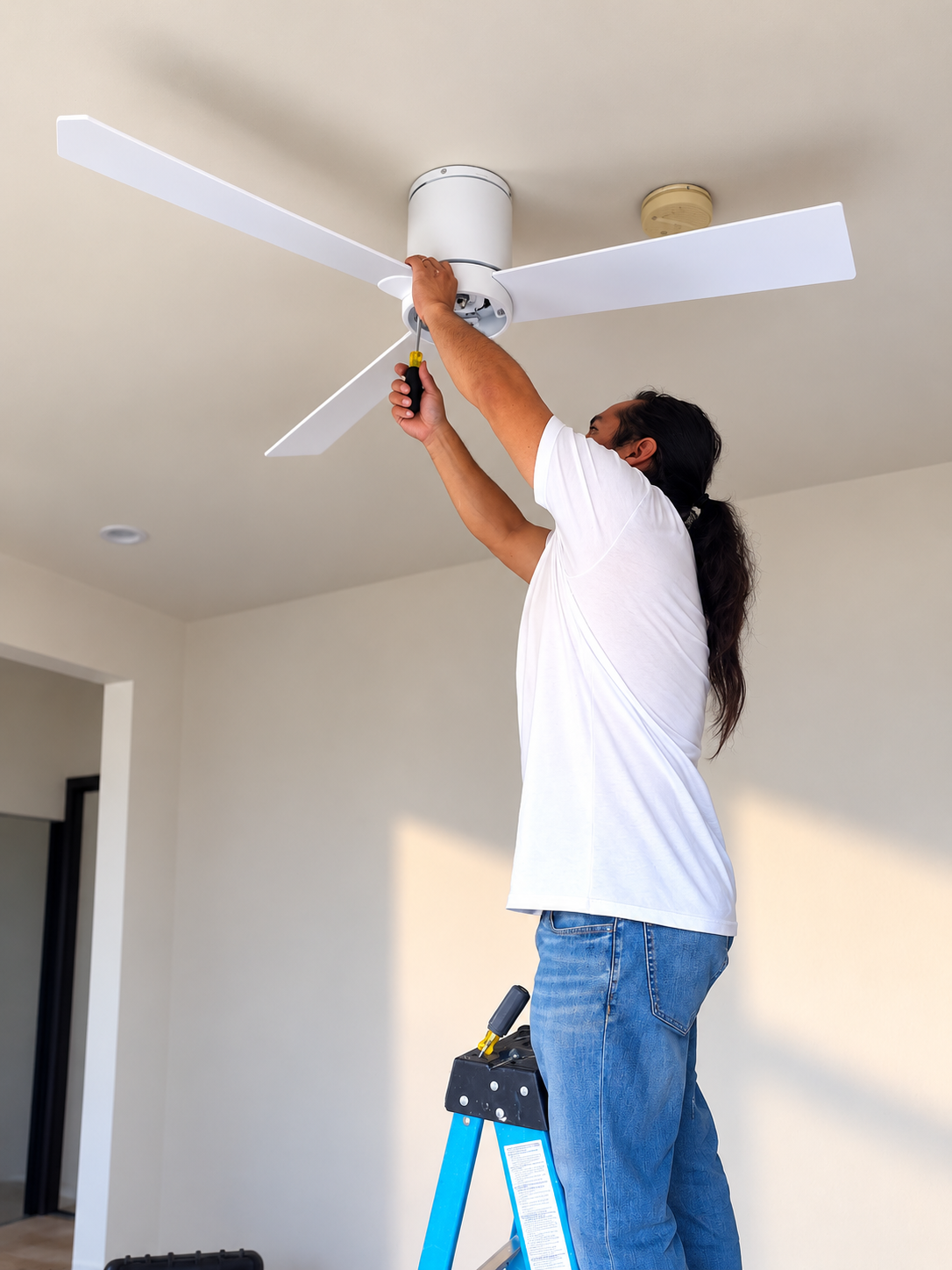 George installing a ceiling fan - GR Repair & Maintenance